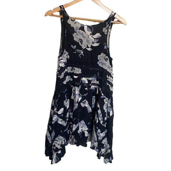 Free People Voile and Lace Trapeze Slip in Black/Grey Floral Size XS - Picture 3 of 7